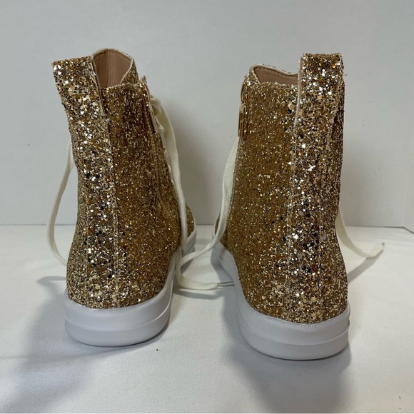 UNWDU Gold Glitter High-Top Sneakers. NEW in box. Women’s size 10. Sparkles! - Picture 6 of 8